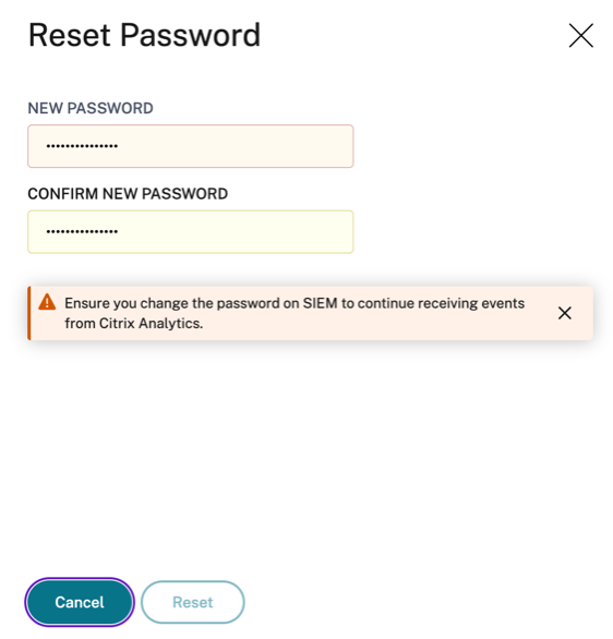 SIEM reset password
