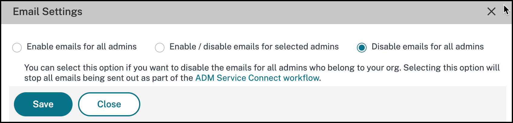 Admin-E-Mails deaktivieren