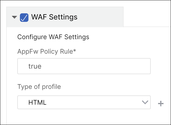 Enable WAF settings