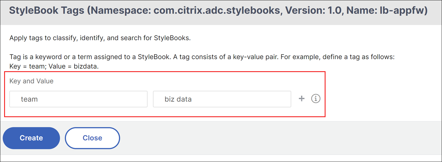Create a tag for a StyleBook