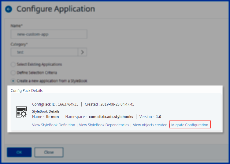 Migrate application configuration from StyleBook-StyleBook