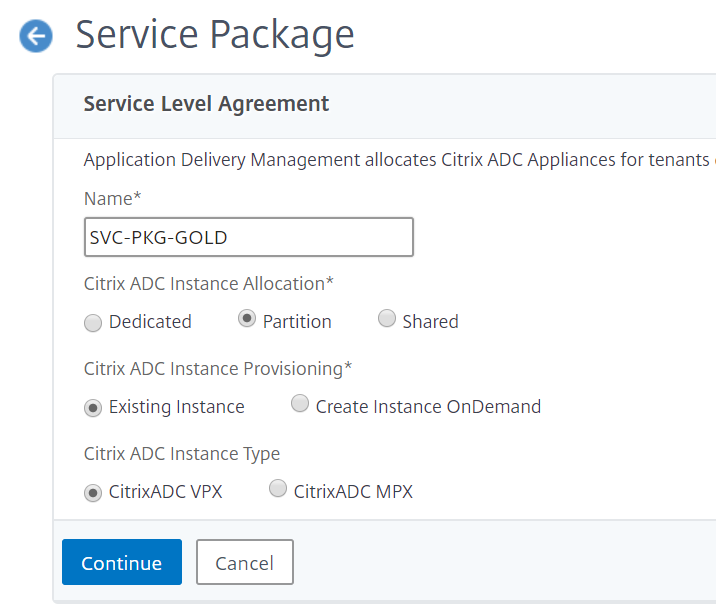 Service Package - Partition instance allocation