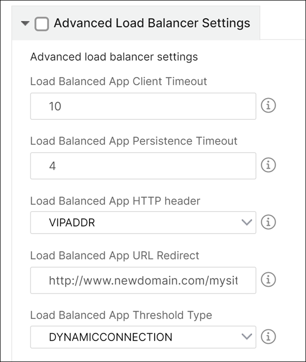 Specify advanced load balancer settings