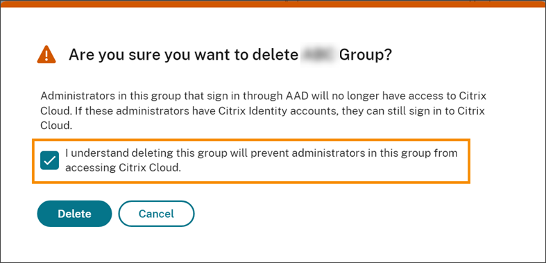 Delete Group confirmation message