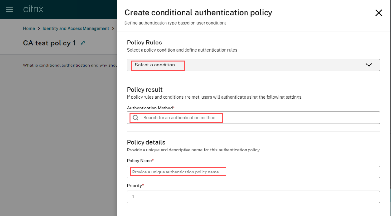 Authentication conditions