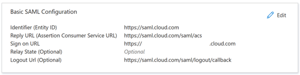 基本 SAML 配置