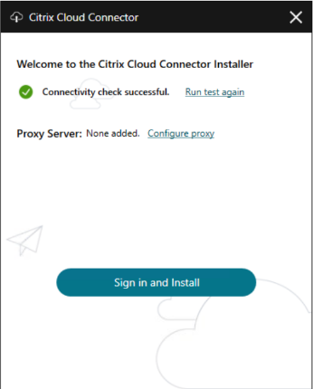 The Cloud Connector installation screen