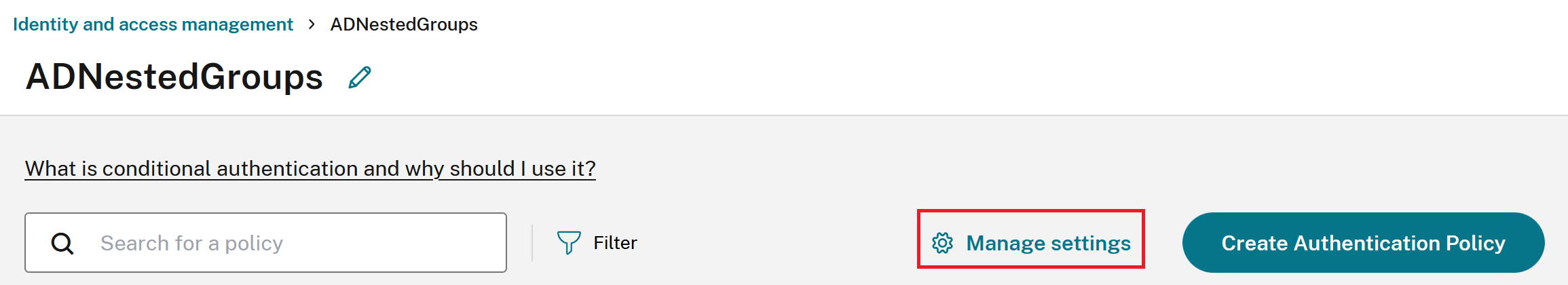Manage settings