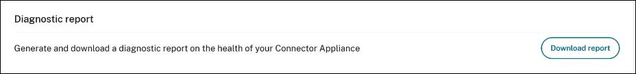 Der Abschnitt Diagnosebericht der Seite "Connector Appliance für Cloudservices".