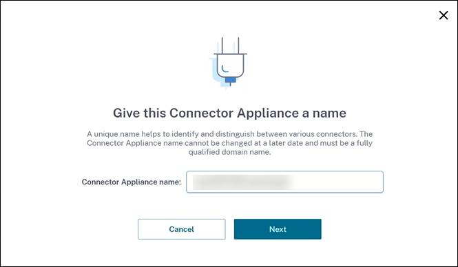 Donnez un nom à l'appliance Connector.