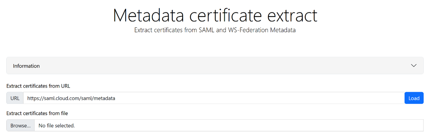Metadata Certificate Extract