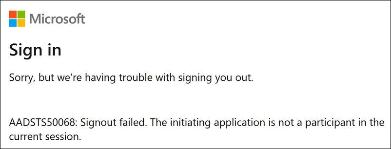 Azure AD sign-out error
