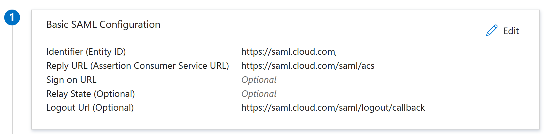 基本 SAML 配置