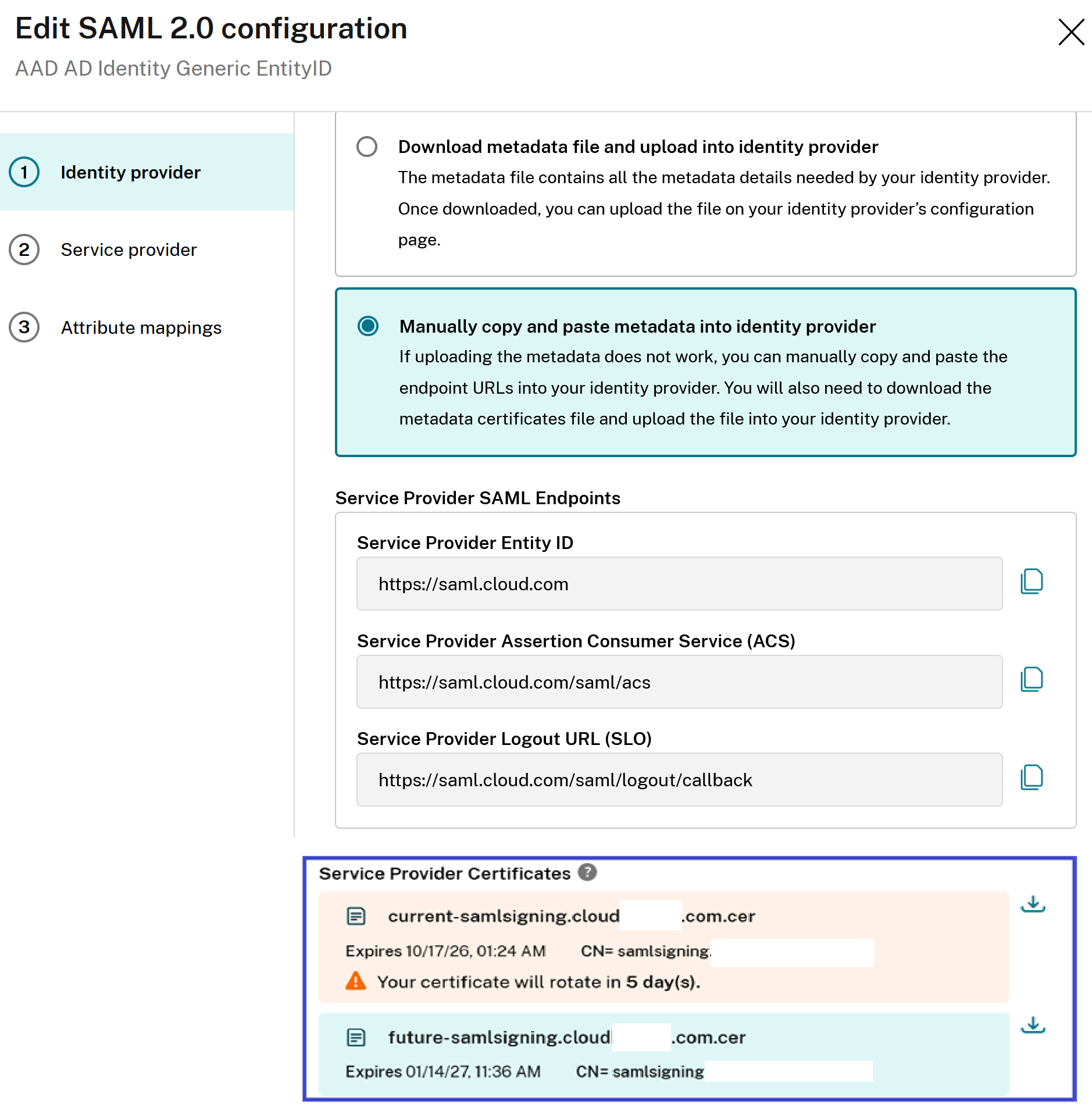 Download SP Certificate