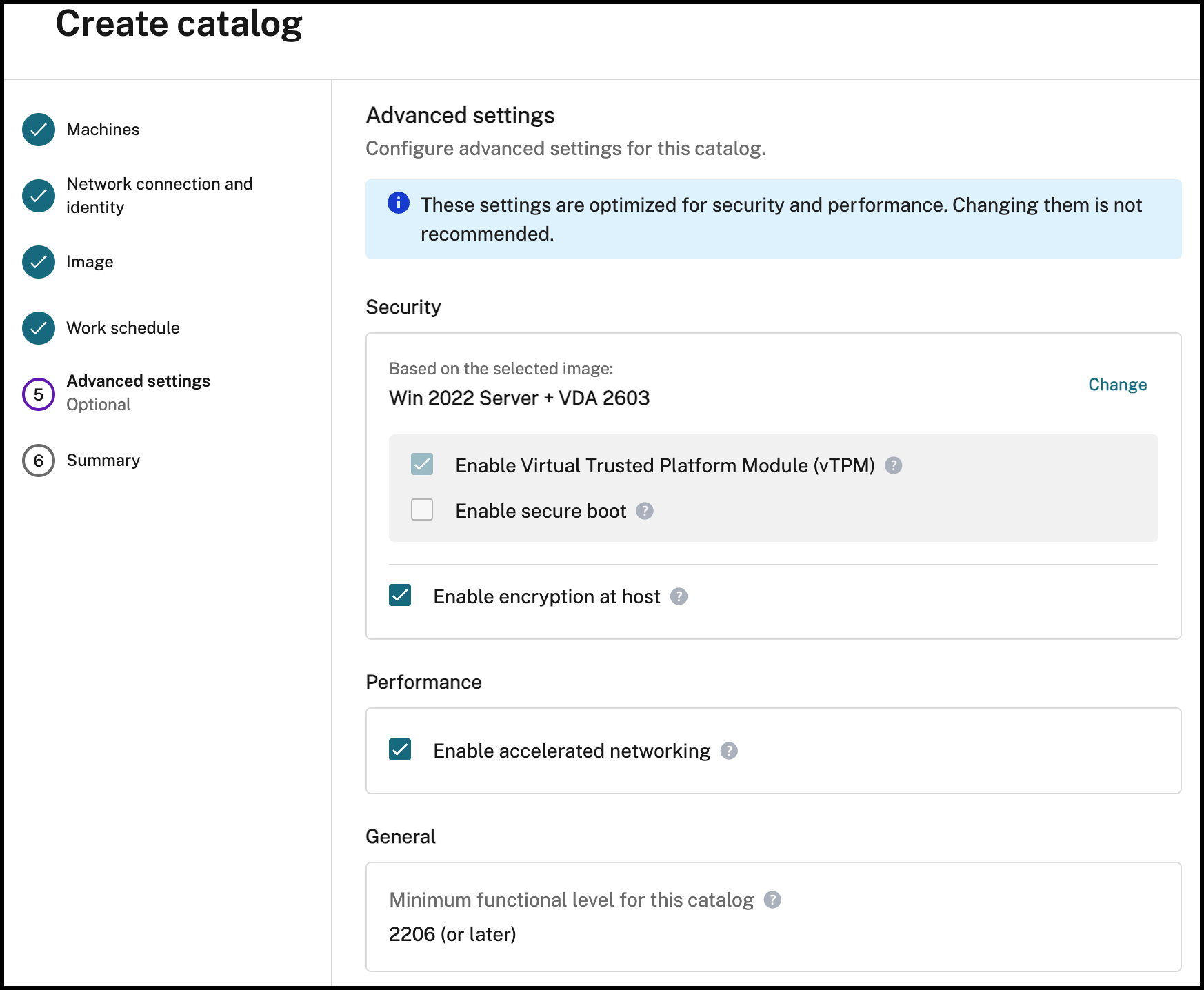 Create catalog advance settings