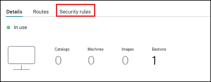 Security rules list for a network connection
