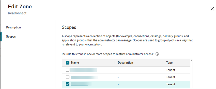 Assign scope to zone