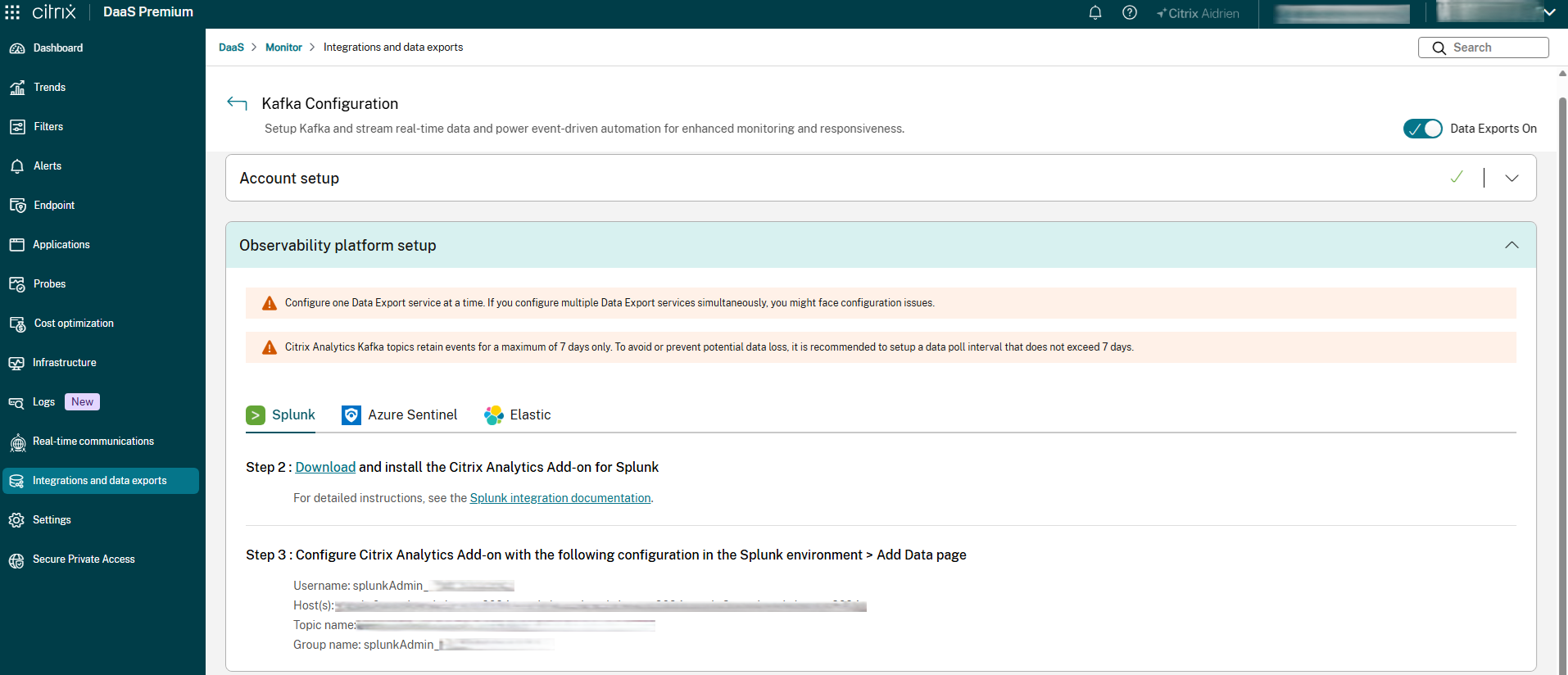 Kafka Configuration - Observability platform setup