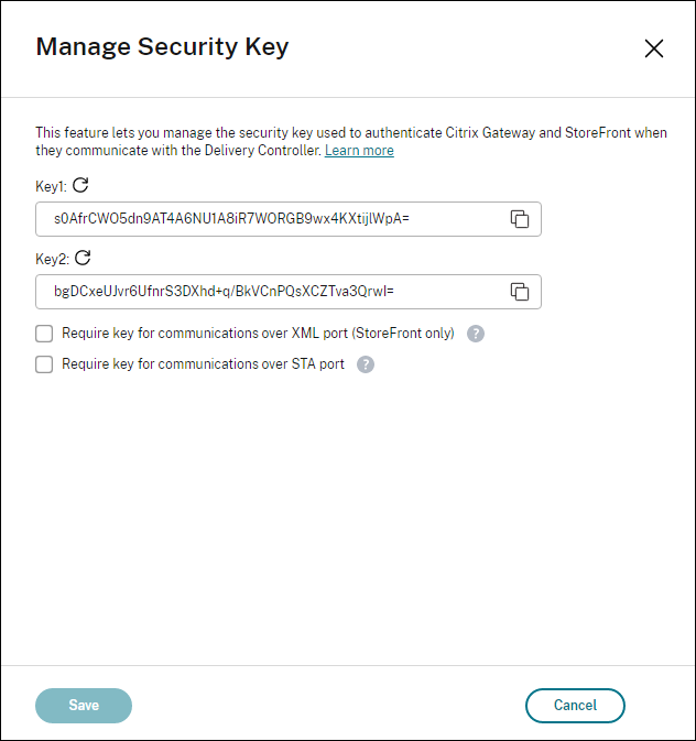 Procedura guidata Manage Security Key (Gestisci chiave di sicurezza)