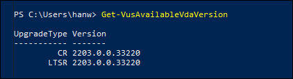 PowerShell command to get latest VDA version