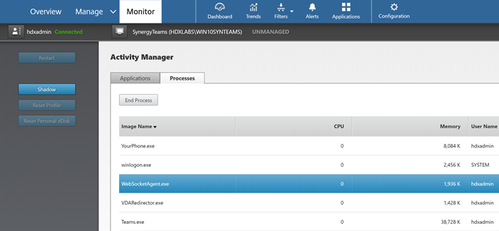 Monitor Teams in Activity Manager 