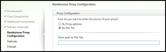 Pagina Rendezvous Proxy Configuration nel programma di installazione VDA
