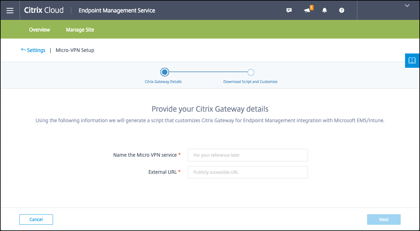 Página de detalles de Citrix Gateway