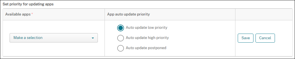App update priority configuration
