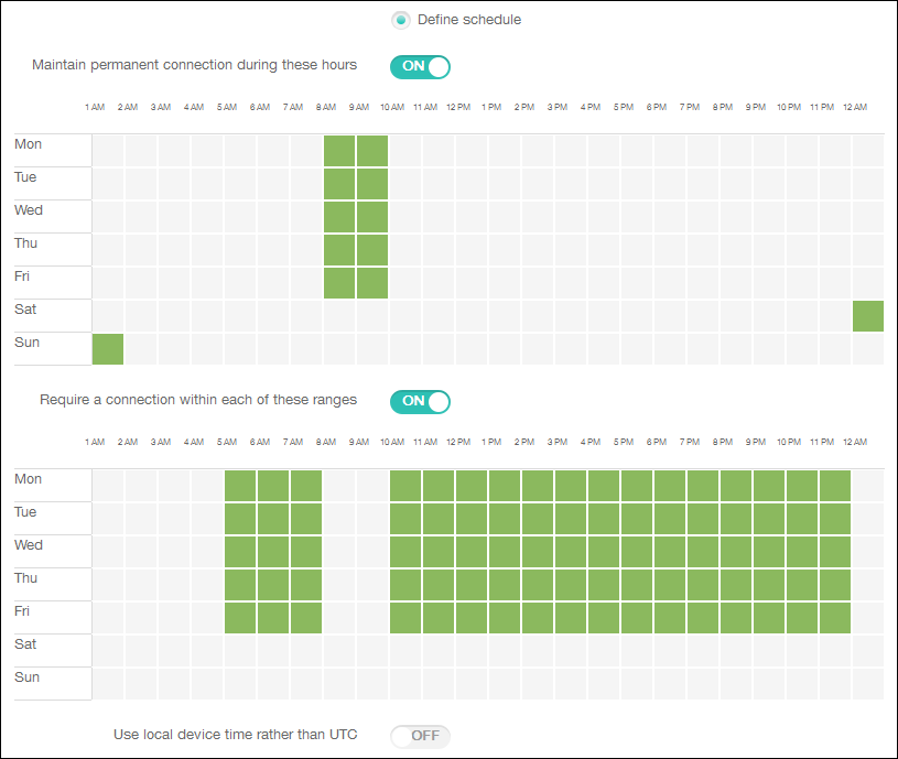 Device Policies configuration screen