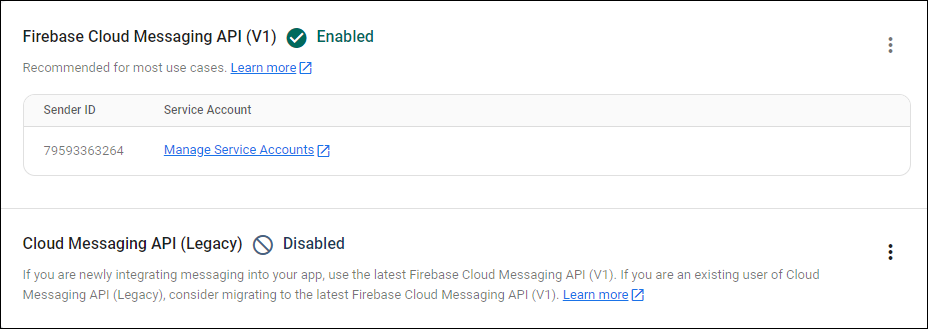 ［Cloud Messaging］タブ