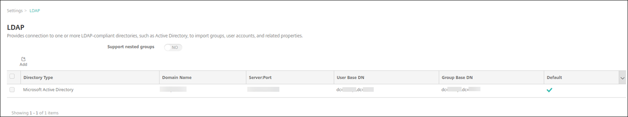 Citrix Endpoint Management LDAP 设置屏幕