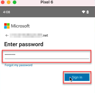 Microsoft Sign in page - password