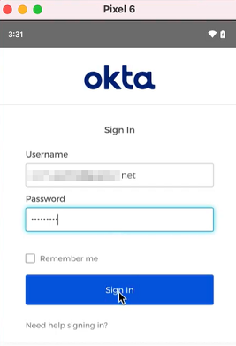Page de connexion d'Okta