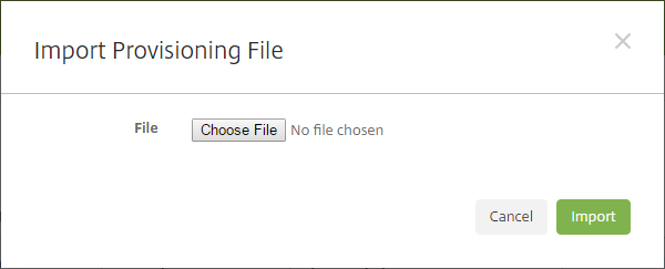 The Import Provisioning File dialog box