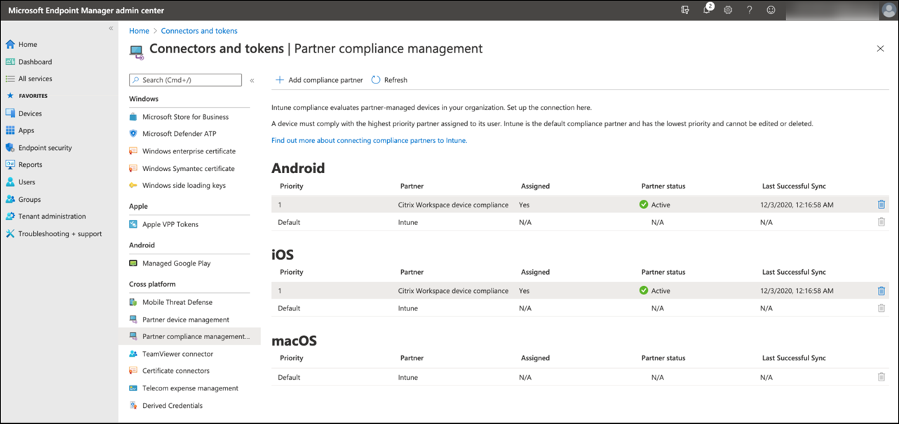 The Microsoft Endpoint Manager admin center