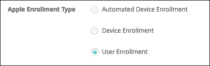 Apple enrollment types