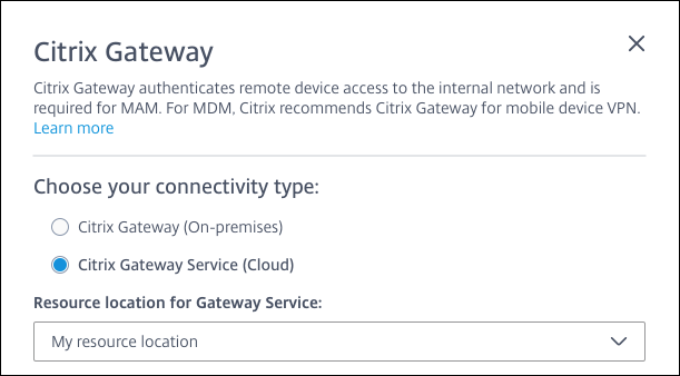 Citrix Gateway configuration screen
