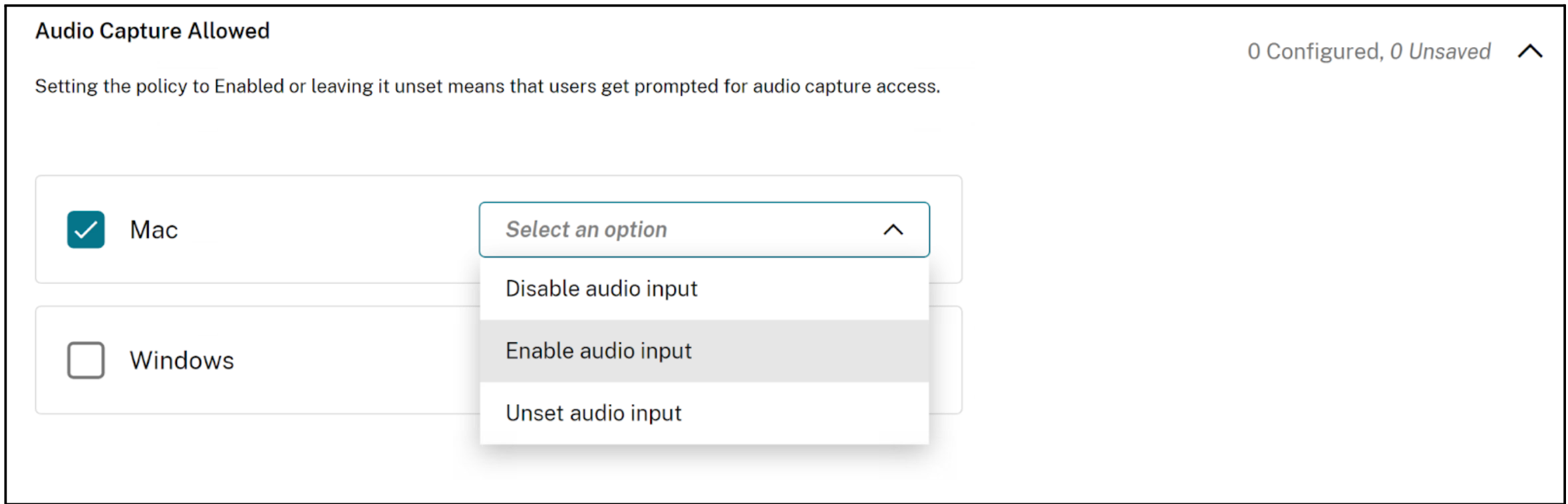 Audio capture allowed
