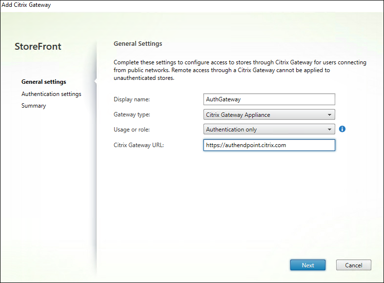 Configure an authentication gateway
