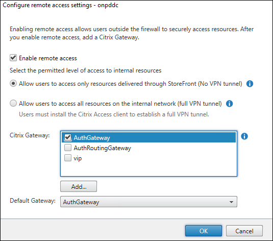 Configure remote access setting for Delivery Controller