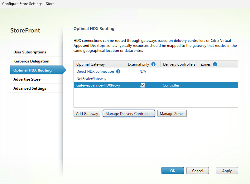 Select gateway instance