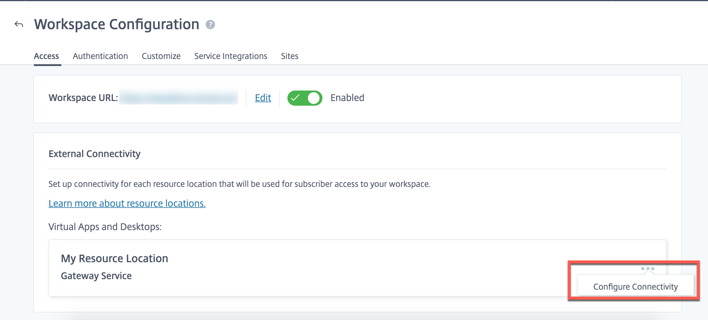 Habilitar el servicio Citrix Gateway