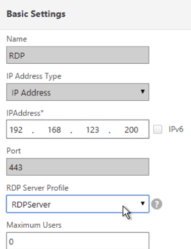 Use RDP server profile