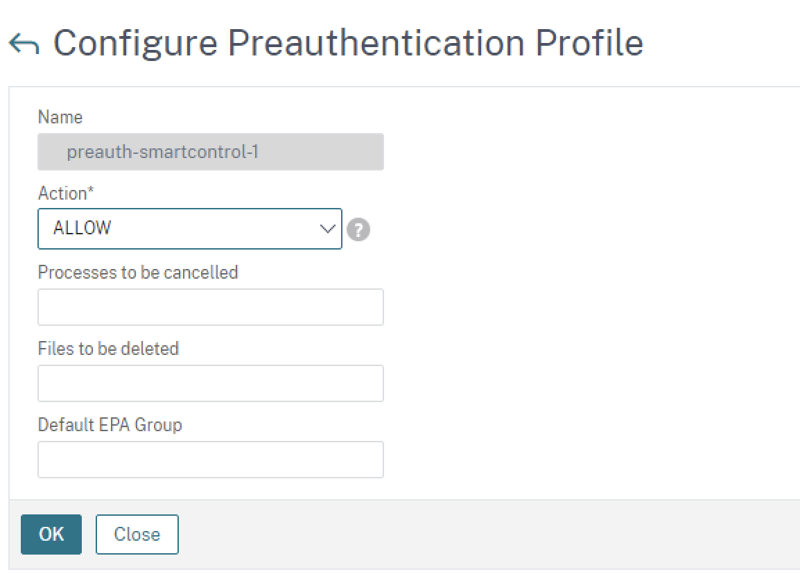 Add preauthentication profile