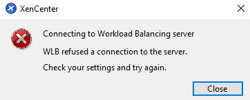 Caso 4: Error: WLB rechazó la conexión con el servidor. Compruebe la configuración e inténtelo de nuevo.