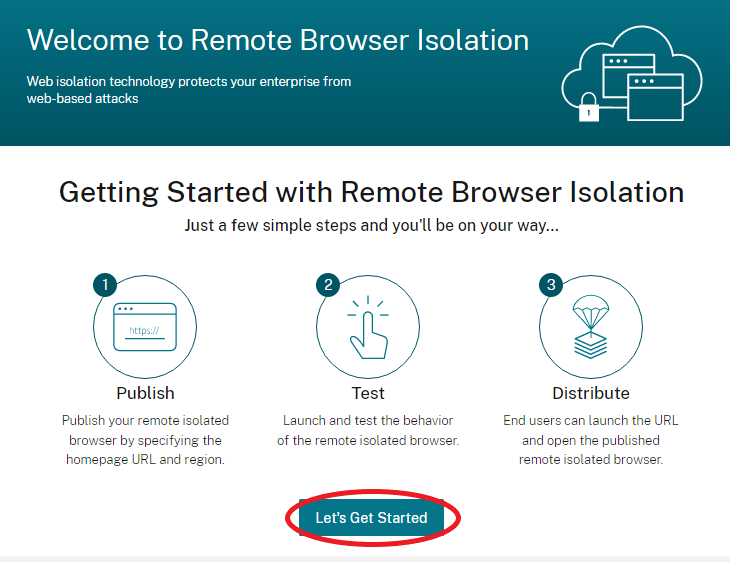 Pantalla de Remote Browser Isolation