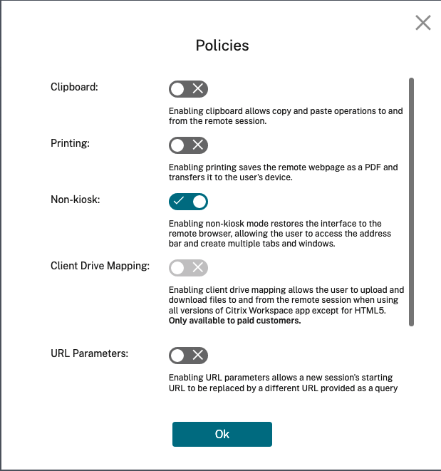 Policies console