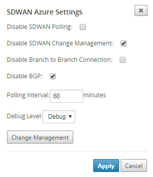 SDWAN Azure settings