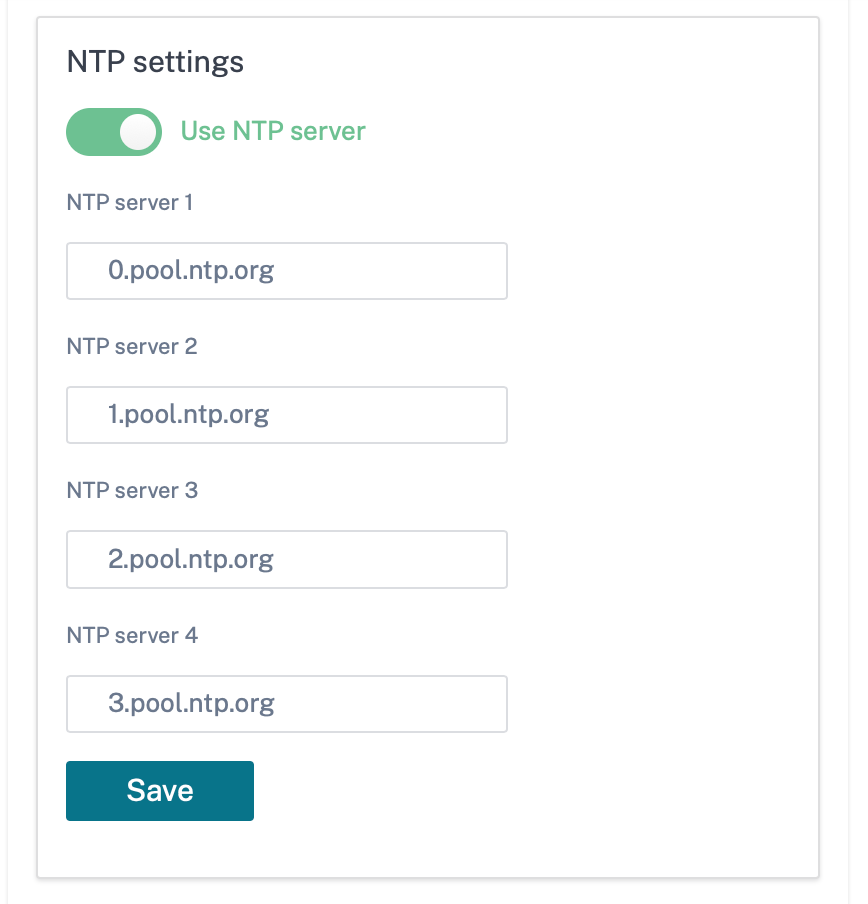 Paramètres du serveur NTP