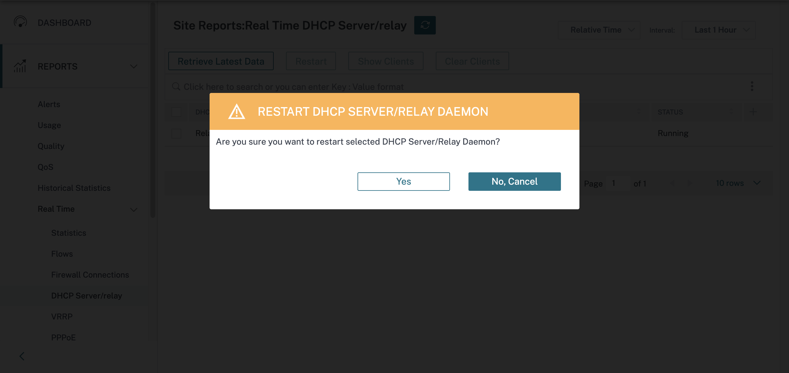Reinicio de informes DHCP en tiempo
